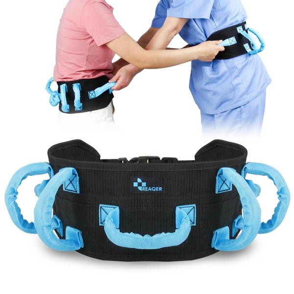 REAQER Transfer and Walking Gait Belt with 7 Handles for Patient Care(Adjustable Waist Circumference:31"~51")
