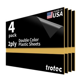 Trotec TroLase | 12"x20"x1/16", 4 Pcs | Black/Gold | 2 Ply | Modified Acrylic | Laser Engraving Double Color Plastic Sheet | Engraving Blanks for Laser, Saw, Guillotine | Made in USA