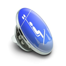 Skiing Ski Lift Symbol in Snow Metal 0.75" Lapel Hat Pin Tie Tack Pinback