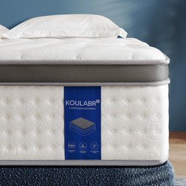 KOULABR Z Twin Size Mattress,10 Inch Twin Mattress in a Box,Superior Hybrid with Gel Memory Foam or Back & Lumbar Support,100 Night Trial,Soft,Pressure Relief,Zoned Support Spring, Medium Firm