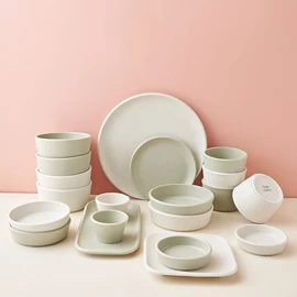 Laciette of 4-person tableware home set (salt beige/herb green), salt beige + herb green mix / 라씨에뜨 오브 4인 식기 홈세트 (솔트베이지/허브그린), 솔트베이지+허브그린 믹스