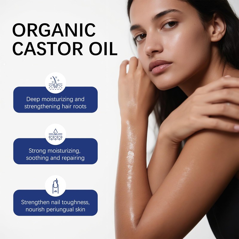 JISKG 2 Pcs Organic Castor Oil with Rose Quartz Roller,