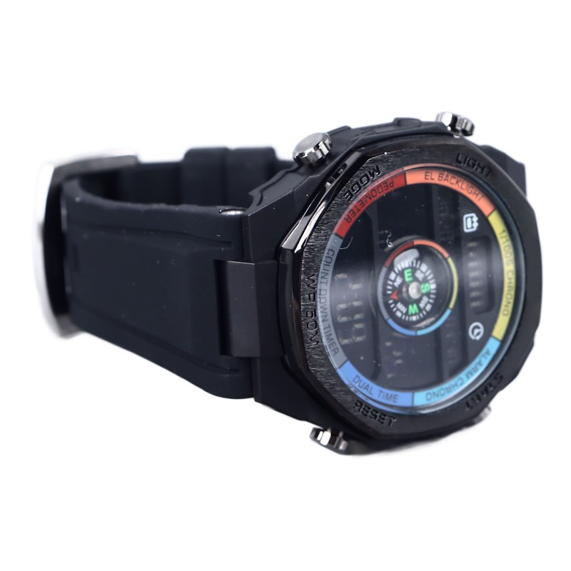 Outdoor Sports Electronic Watch Multifunctional Stylish Pedometer Compass Luminous Waterproof