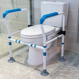 FrenzyBird Safety Rails for Seniors, Toilet Handles for Elderly and Disabled，Collapsible，Bottom Sucker，Can Hold 350 pounds(White