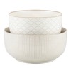 Mikiegy Ceramic Mixing Bowls Set of 2, Nesting Ceramic Embossment