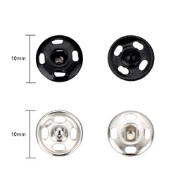 Sumind 100 Sets Sew-on Snap Buttons Metal Snap Fastener Press Button for Sewing Clothing, Black and Silvery (10mm)