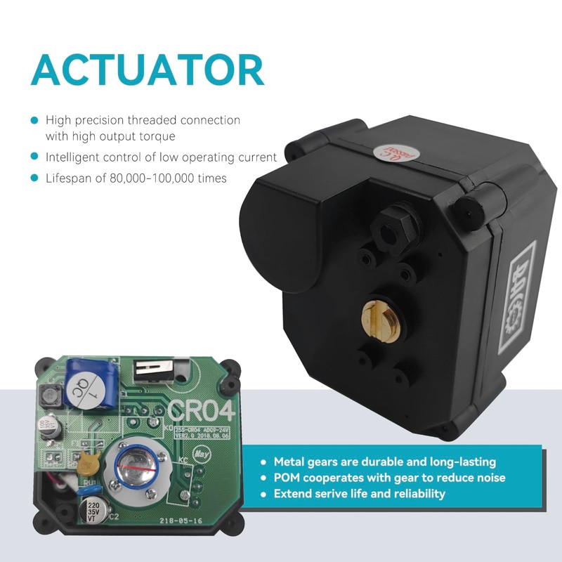 BACOENG Motorized Ball Valve, 2 Wire Auto Return 1" Brass