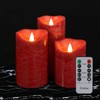 7LinRay Burgundy Flameless Candles with Remote, Real Wax Battery Operated