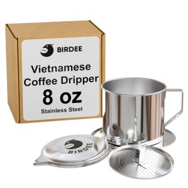 Birdee Vietnamese Coffee Dripper - Make up to 8 oz Cup, Stainless Steel, Small Phin Filter, Durable, Dishwasher Safe, Perfect for Ca Phe Sua Da, Home Use, Travel, Camping, Gift Sets