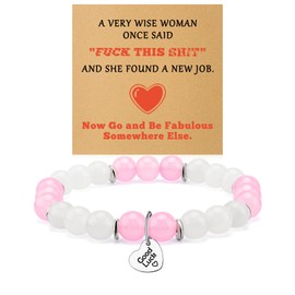 Dabihu Funny New Job Gifts Bracelets with Gift Cards Colleague Leaving Going Away Gifts for Coworkers Colleague Funny Farewell Goodbye Jewelry Beaded Bracelets for Women Job Promotion Retirement Gift