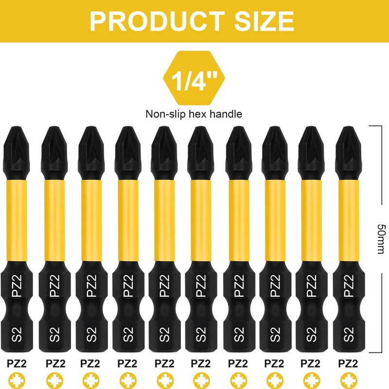 DAKCOS PZ2 Bit Long, Torx Bit PZ2, Bit Assortment from