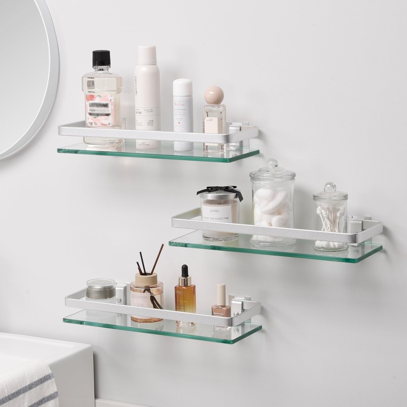 KES 3 Pack Glass Shelf for Bathroom, Glass Bathroom Shelf