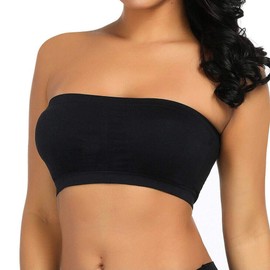 Boolavard Women's Boob Tube Bandeau Bra - Seamless Strapless, black