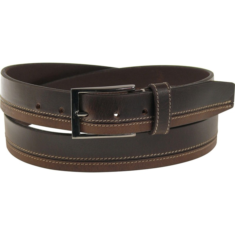 Harrys-Collection Men's Exclusive Leather Belt 2 Colours Contrasting with Fine