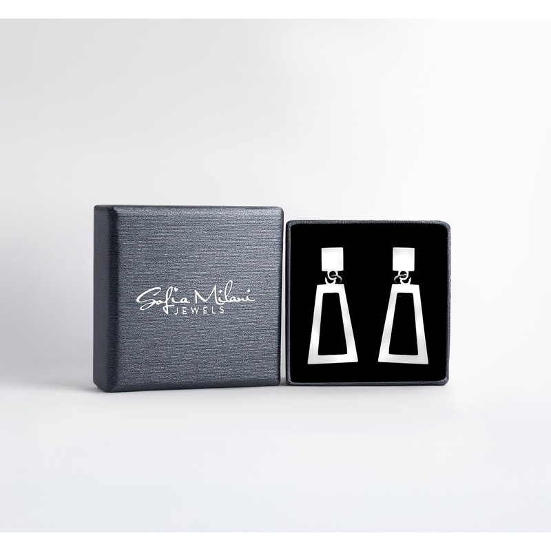 SOFIA MILANI - Women's Earrings 925 Silver - Trapezoid Square