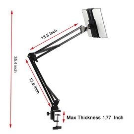 OHITEC Heavy Duty Phone/Tablet Metal Holder Universal Mobile Cell Smartphone Mount Lazy Bracket 360° Rotation Gooseneck Clamp Stand Flexible Long Arm (Desktop/Bedside, Short, Black)