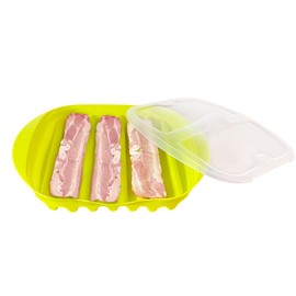 Microwave Bacon Cooker with Cover, Safety, Quick and with No Mess, Microwave Bacon Tray with Lid Make Crispy Bacon in few Minutes (green)