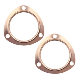 ZNDAW 2PCS 3.5" Exhaust Gaskets, Copper Header Collector Flange Gaskets Reusable Manifold Parts, Ultra Seal Triangle Exhaust Header Gasket for SBC BBC 302 350 454, Car Accessories
