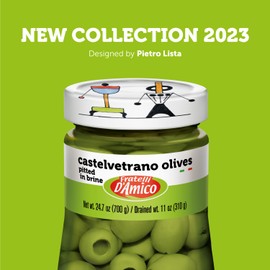 FRATELLI D'AMICO - Castelvetrano Sicilian Green Olives, 24 oz, Premium Quality, Imported From Italy, Natural Olive