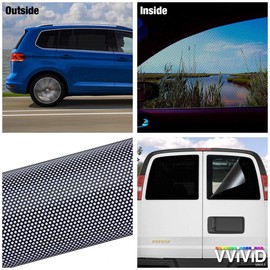 VViViD Black Perforated One-Way Vision Vinyl Automotive Window Wrap Roll (10ft x 4ft)