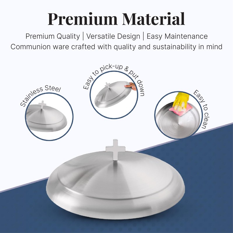 Mayur Exports Stainless Steel Premium Communion Trays Cover Holy Cup
