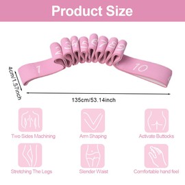 SGERUFZ Yoga Band Yoga Strap Yoga Strap Yoga Band Stretching Band Yoga Stretching Strap Yoga Stretch Strap Suitable for Pilates, Dance, Gymnastics Effective Stretching (12 Loops)