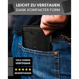 Kronenschein® Premium Men's Wallet with Money Clip, Slim Men's Wallet, Purse, RFID Protection, Credit Card Case, Card Case Gkm-04 Premium faux leather, black