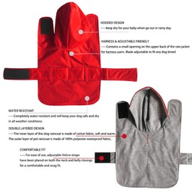 LeerKing Dog Rain Jacket with Lining, Waterproof Dog Raincoat with Adjustable Waist, Strap Hood for Small, Medium Dogs, Size XXS to XXL