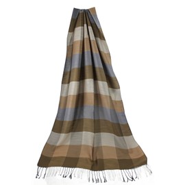 Rotfuchs Woven Scarf Checked Fashionable Brown Beige 100% Polyester R-139, brown
