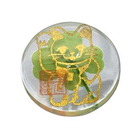 Real Four Leaf Clover Good Luck Pocket Token, Preserved, 1.25” (Including Cutout Japanese Character ”MANEKINEKO”)