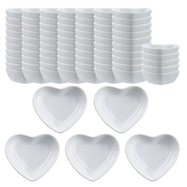 SOCOSY Heart-shaped Multipurpose Ceramic Sauce Dishes Seasoning Dishes Sushi Dipping Bowls Appetizer Plates Serving Dishes Saucers Bowls(Set of 80)