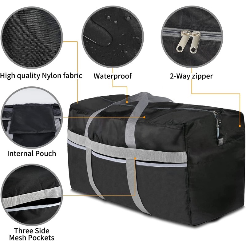 Foldable Travel Bag, 96L Extra Large Holdall Bag, Packable Duffle
