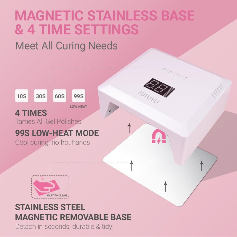 TUTUYU 30-LED Nail Lamp for Gel Polish Curing, 4 Timer