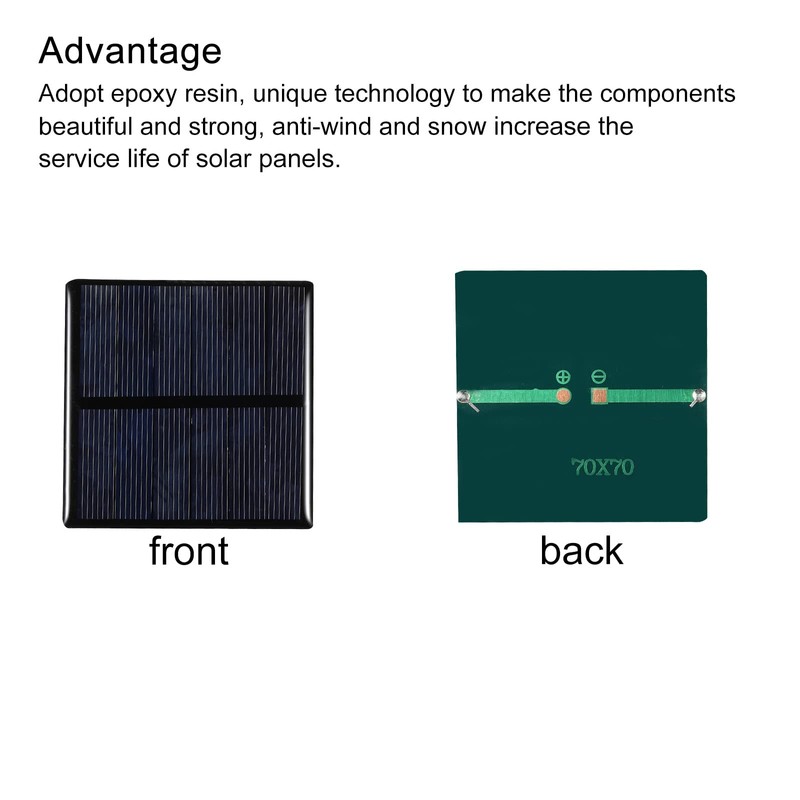 sourcing map Mini Solar Panel Cell 3V 210mA 0.63W 70mm