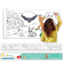 Vamotto Large Size Coloring Paper Roll for Kids, Toddler Drawing Paper Roll,DIY Sticky Wall Painting Color Filling Paper,Creative Early Educational Toys for Toddlers 120 * 15 Inch (Animal)