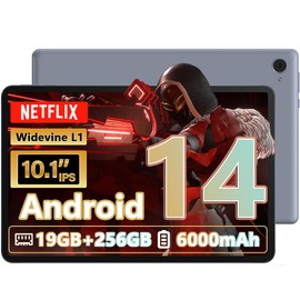 Android 14 Tablet 10.1 inch 19GB RAM + 256GB ROM 1TB Expand, 1280x800 IPS HD creen, 5MP Dual Camera, 6000mAh Battery Powerful Performance Tablets 2025, GMS, WiFi (Grey)
