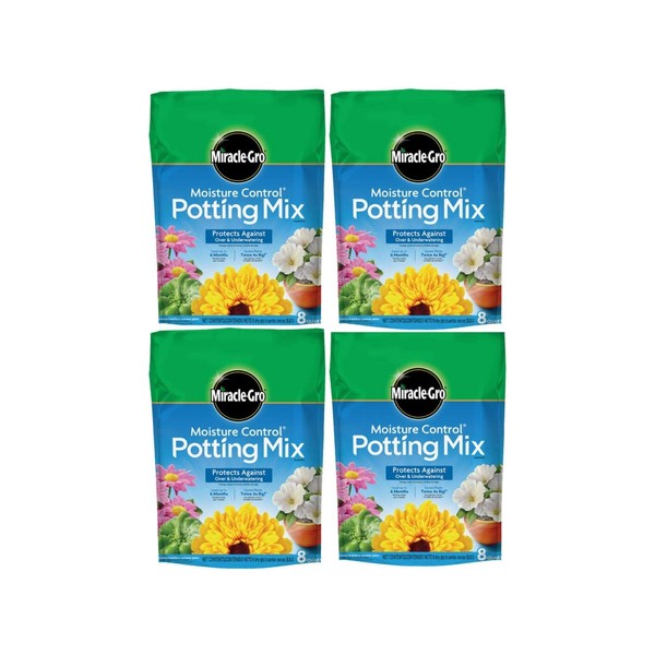 Miracle-Gro gprkzO Moisture Control Potting Mix, 0.26-Cubic Feet (8qt.), 4