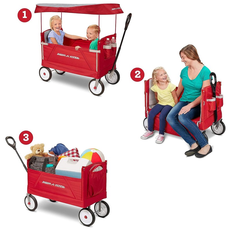Radio Flyer Foldable Wagon for Kids, Rolling Cart, Baby Stroller,