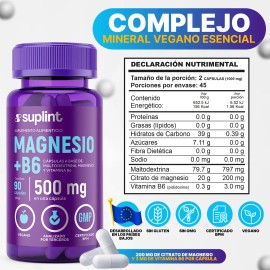 Suplemento Citrato De Magnesio 200 Mg Con Vitamina B6 90cáps Sabor Sin Sabor