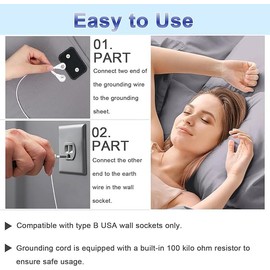 Grounding Sheet Queen Size | 95% Organic Cotton, 5% Pure Silver Fiber | Fitted Earthing Sheet Bedding (Queen - 60" x 80" Grey) - Fitted Grounding Sheets with Cord