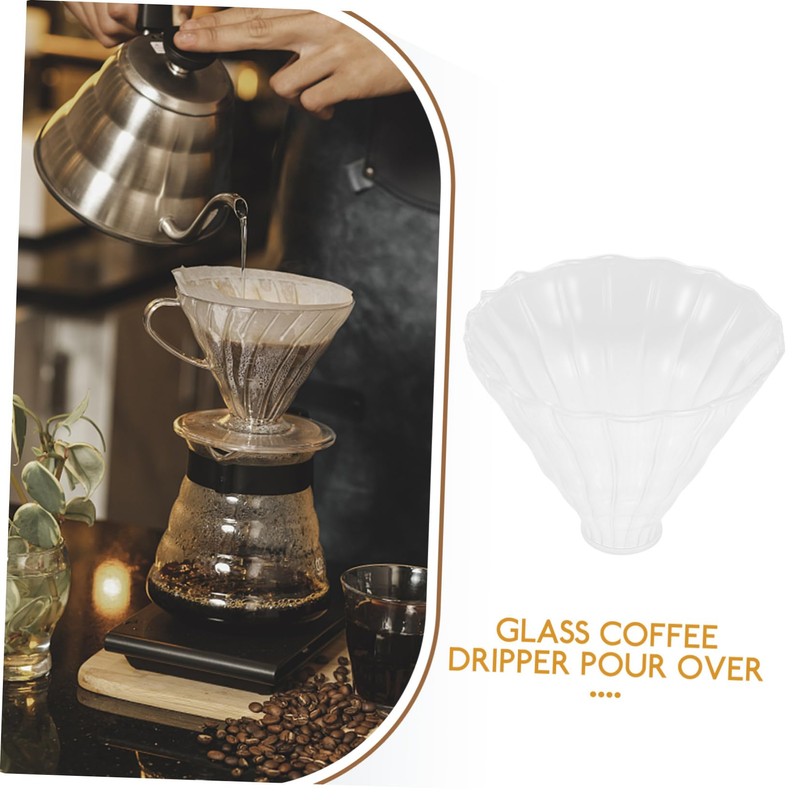 SHINEOFI 2pcs Heat Resistant Thick Glass Coffee Dripper Funnel Large