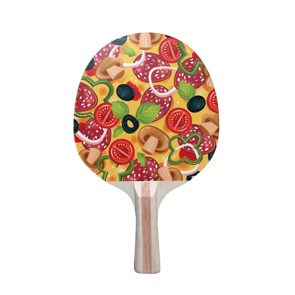 TigerTail Sports Pizza Toppings Colorful Design Ping Pong Paddle, Premium