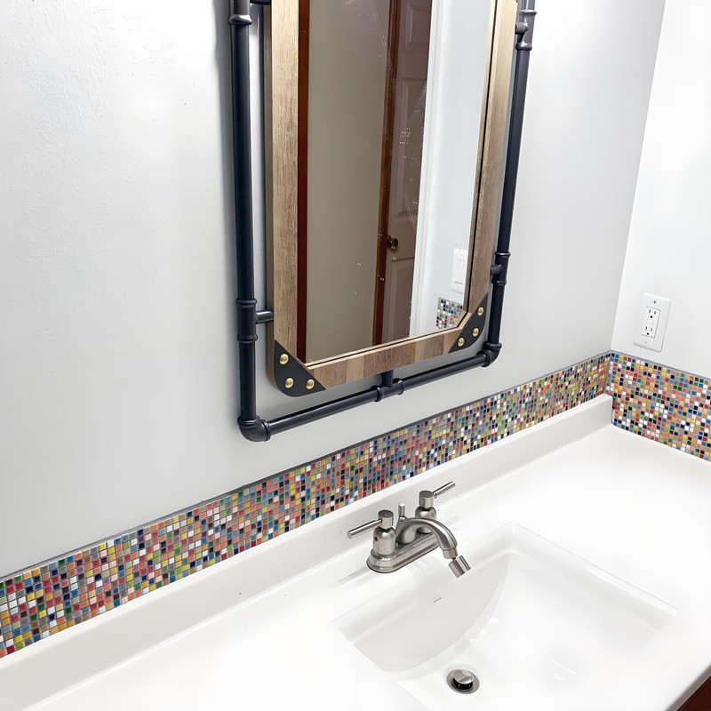 Hominter Colorful Ceramic Mosaic Mini Square Glossy Porcelain Tile for