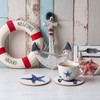 Yetene 8 Pcs Coastal Ceramic Coasters, Cork Base Ocean Housewarming