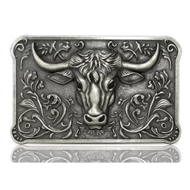 GURANSE Bull Head Acanthus Carving Belt Buckle With Western Cowboy Symbol Style