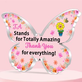 FMCC Ta Gifts for Women Thank You Teacher Assistant Gifts Teaching Assistant Gift Leaving Gifts TA Christmas Butterfly Acrylic Plaque TA Stands for Totally Amazing
