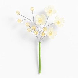 Zohvia Handmade Floral Hair Pins – 10 Pack Hair Accessories & Clips- White Flowers Yellow Crystal Beads for Buns, Updos, Festival, Party, Wedding, Mehndi, Special Occasions for Unique Women & Girls