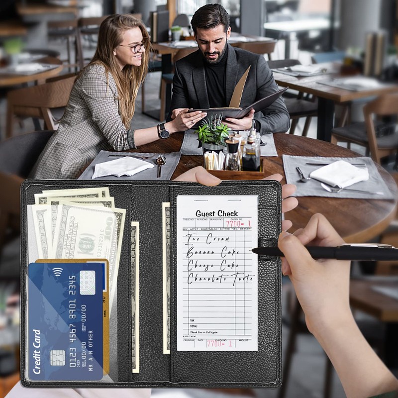 Sanlykate Server Book for Waitress & Waiter, RFID Blocking PU