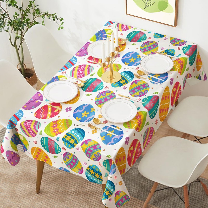 4Pcs Easter Tablecloth Easter Eggs Table Cloths 51x86 inch Easters