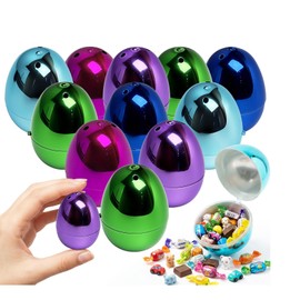 Nyicey Plastic Metallic Easter Eggs for Easter Basket Hunt Egg Party Classroom Prize Supplies and Filling Treats
